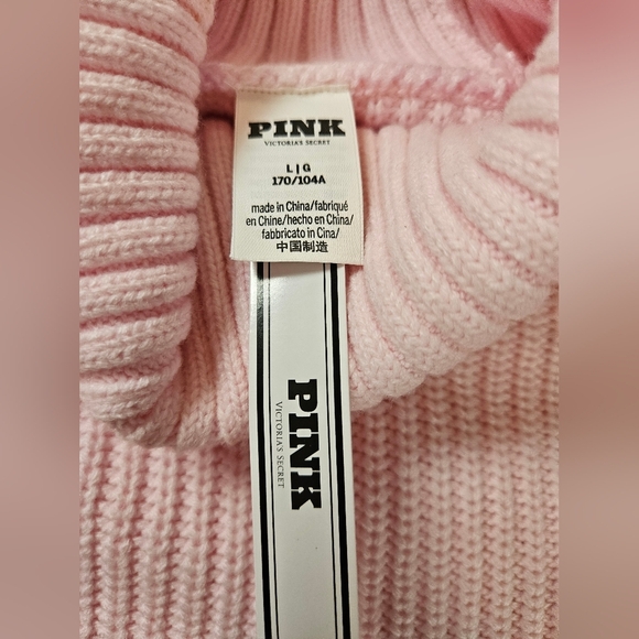 NWT Victorias Secret Pink Womens Pink Long Sleeve Turtleneck Sweater Size Large - Picture 4 of 8